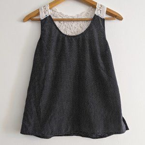 Skies are Blue Black and White Crochet Tank Sz SP